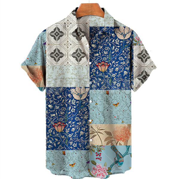 men's casual shirts summer hawaiian sunset beach wind shirt fashion short sleeve loose comfortable breathable blouses 230202, White;black